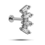 Nereze 925 Ayar Gümüş Rodyumlu Minimal 4 Baget Taşlı Tragus Piercing Küpe