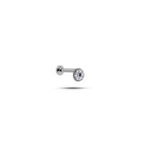 NEREZE 925 Ayar Gümüş Rodyumlu Minimal Çiçek Tragus Piercing Küpe