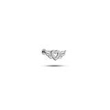 NEREZE 925 Ayar Gümüş Rodyumlu Minimal Kanatlı Kalp Tragus Piercing Küpe