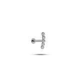 Nereze 925 Ayar Gümüş Rodyumlu Minimal Sıralı Beş Zirkon Taşlı Tragus Piercing Küpe