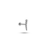 Nereze 925 Ayar Gümüş Rodyumlu Minimal Süzme Top Tragus Piercing Küpe