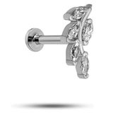 Nereze 925 Ayar Gümüş Rodyumlu Minimal Zeytin Dalı Tragus Piercing