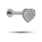 NEREZE 925 Ayar Gümüş Rodyumlu Minimal Zirkon Taşlı Kalp Tragus Piercing