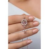 Nereze 925 Ayar Gümüş Rose Mix Taşlı Anahtar Kadın Kolye