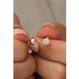 Nereze 925 Ayar Minik Rose Zirkon Tektaş Kadın Gümüş Küpe