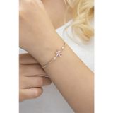 Nereze 925 Ayar Pembe Taşlı Lotus Çiçeği Gümüş Bileklik
