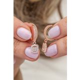Nereze 925 Ayar Rose 10 mm Halka Sallantılı Baget Taşlı Gümüş Küpe