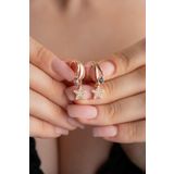 Nereze 925 Ayar Rose Mistik Topaz Taşlı 12 mm Kutup Yıldızı Gümüş Küpe