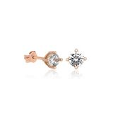 Nereze 925 Ayar Rose Pırlanta Montür 4 mm Tektaş Kadın Gümüş Küpe