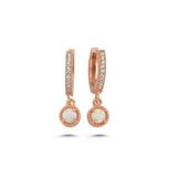 Nereze 925 Ayar Rose Sallantılı Beyaz Opal Tektaş Kadın Gümüş Küpe