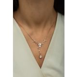 Nereze NRZ99653 Rose Zirkon Damla Taşlı Sarmaşık 925 Ayar Gümüş Kolye
