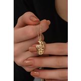 Nereze NRZ998334 925 Ayar Gümüş Gold Rengi Maske Kolye