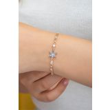 Nereze NRZ998507 925 Ayar Aquamarin Taşlı Lotus Çiçeği Gümüş Bileklik