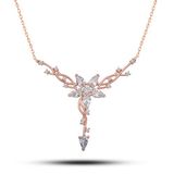 Nereze NRZ998520 925 Ayar Rose Sarmaşık Model Yıldız Detaylı Kadın Gümüş Kolye