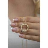 Nereze NRZ998522 925 Ayar Gold Kaplama Çerçeveli Çeyreklik Kadın Gümüş Kolye