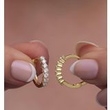 Nereze NRZ998799 925 Ayar Gümüş Gold 15 Mm Zirkon Taşlı Halka Küpe