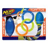 Nerf Dog 3 Parça Köpek Oyuncak Hediye Seti, 7 inç TPR Klasik Squeak Futbol, 10,5 inç TPR 3 Halka Çekme ve 14,5 inç TPR 2 Parça Nitro Blitz İp Kuyruklu Squeak Futbol, Nerf Sert Malzeme, Çok Renkli