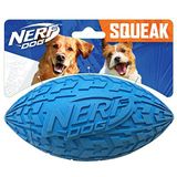 Nerf Dog İnteraktif Squeaker ile Lastik Futbol Köpek Oyuncağı, Hafif, Dayanıklı ve Suya Dayanıklı, Orta/Büyük Irklar için 6 İnç Çap, Tek Birim, Mavi (1571)