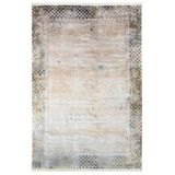Nergis Altın Geometrik Modern Geometrik Etnik Desenli Boho Makinada Yıkanabilir Hafif Hav Toz Vermez Leke Tutmaz Kaymaz Taban Dijital Makine Baskı Halı Oturma Odası Salon Yolluk Koridor Mutfak Halısı