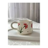 Nergis Collection Çiçek Desenli Kupa Bardak Çay Kahve Fincanı