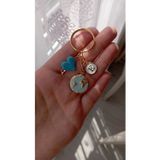 nergis collection Dünya Açık Mavi Murano Cam Mavi Kalp Detaylı Kişiye Özel Tasarım Anahtarlık