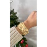 Nergis Collection Kadın Vintage Gold Renk Kalın Kelepçe Bileklik Tasarım Kelepçe