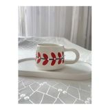 Nergis Collection Kırmızı Yaprak Desenli Kupa Bardak Çay Kahve Fincanı
