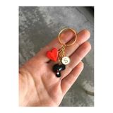nergis collection Murano Minnie Kırmızı Kalp Kişiye Özel Harfli Tasarım Anahtarlık
