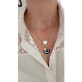 Nergis Collection Murano Nazar Boncuğu, Murano Beyaz Kalp Kolye