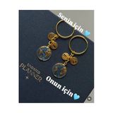 Nergis Collection O Benim Dünyam Anahtarlık - Gold 2 Harfli Kişiselleştirilebilir