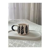 Nergis Collection Siyah Yaprak Desenli Kupa Bardak Çay Kahve Fincanı