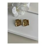 Nergis Collection Tasarım Vintage Gold Plaka Çelik Küpe