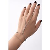 Nergis Collection Taşlı Geometrik Detaylı Şahmeran Bileklik Gümüş Renk Zarif El Zinciri