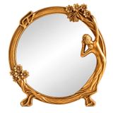 Nerien Vintage Makyaj Aynası - Antik Altın Makyaj Aynası, Reçine Masa Masa Aynası, Hizmetçi Kız Giyinme Altın Ayna, Çiçekli Ayaklı Dekoratif Masa Üstü Ayna, Şifonyer Ev Coquette Dekoru için Standlı, Oval
