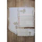 Nerina 25 Parça Lüks Amerikan Servis Runner Sunum Nakışlı Örtü Set Dertsiz 12 Kişilik Çeyizlik Keten - 44 x 33 cm - Gold
