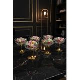 Nerissa Gold Ayaklı Cam Lotus Sunumluk 6’lı Set-Şekerlik Lokumluk Kahve Yanı İkramlık