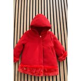 NerKids Kaşe Kürk Detaylı Kaban - 2 - 3 Yaş - Kırmızı