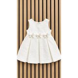 NerKids Kız Çocuk Çiçekli Elbise - Beyaz - 5 Yaş