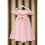NerKids Kız Çocuk Omuz Tüllü Elbise - 6 Yaş - Pembe