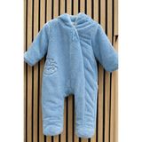 NerKids Peluş Bebek Ayıcık Baskılı Tulum - Mavi - 9 - 12 Ay