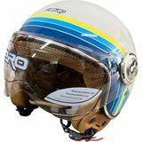 Nero Açık Kask Çenesiz Beyaz - Mavi Ece 22-06 Sertifikalı