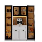Nero Duo Kahve Köşesi Ve Kiler Dolabı Alüminyum Çerçeveli Cam Kapaklı Led Aydınlatmalı 190 X 160 Cm