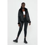 Nero Leather Fur Avıator Kadın Kürk Kaban - K312 - S - 01 Siyah