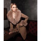 Nero Leather Fur Kamel Kadın Kaşe Kaban Yaka ve Manşet Kürk HN01 - 4XL
