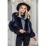 nero leather fur Siyah Kadın Deri Ceket, Ön Arka Kol Kürklü