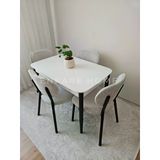 Nero Sabit 70X110 Minimal Mdf Masa Ve Sahra Sandalye 4 Sandalye 1 Masa - Mutfak Masası