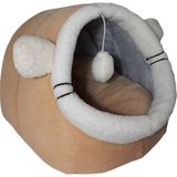 Nerotex Kahverengi Kulaklı Alaska Kedi Evi Yuvası - 50 cm - Açık Kahverengi