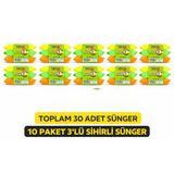 Nerox Magic Sihirli Sünger 3'Lü 10 Paket Toplam 30 Adet Çok Amaçlı Temizlik Süngeri Mutfak Bulaşık Banyo Temizlik Süngeri