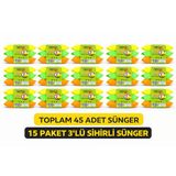 Nerox Magic Sihirli Sünger 3'Lü 15 Paket Toplam 45 Adet Çok Amaçlı Temizlik Süngeri Mutfak Bulaşık Banyo Temizlik Süngeri