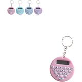 Nerox Pembe Yuvarlak Mini 8 Haneli Hesap Makinesi Anahtarlık (1 Adet) (Ebat: 5 cm x 5 Cm)